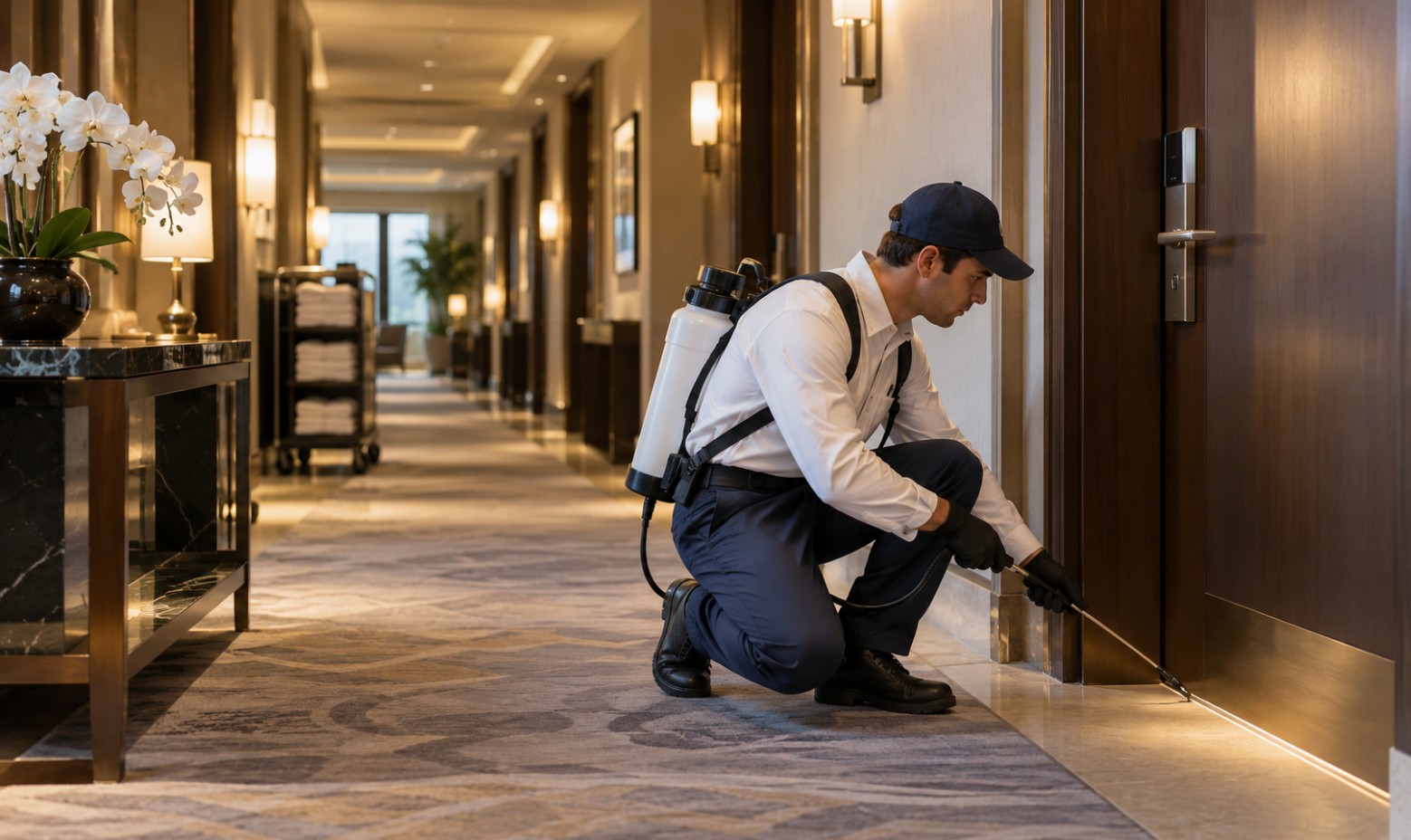 Inspección de control de plagas en hotel