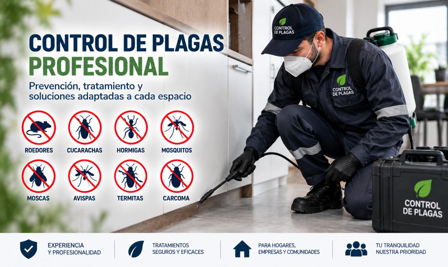 Técnico profesional realizando una inspección de control de plagas